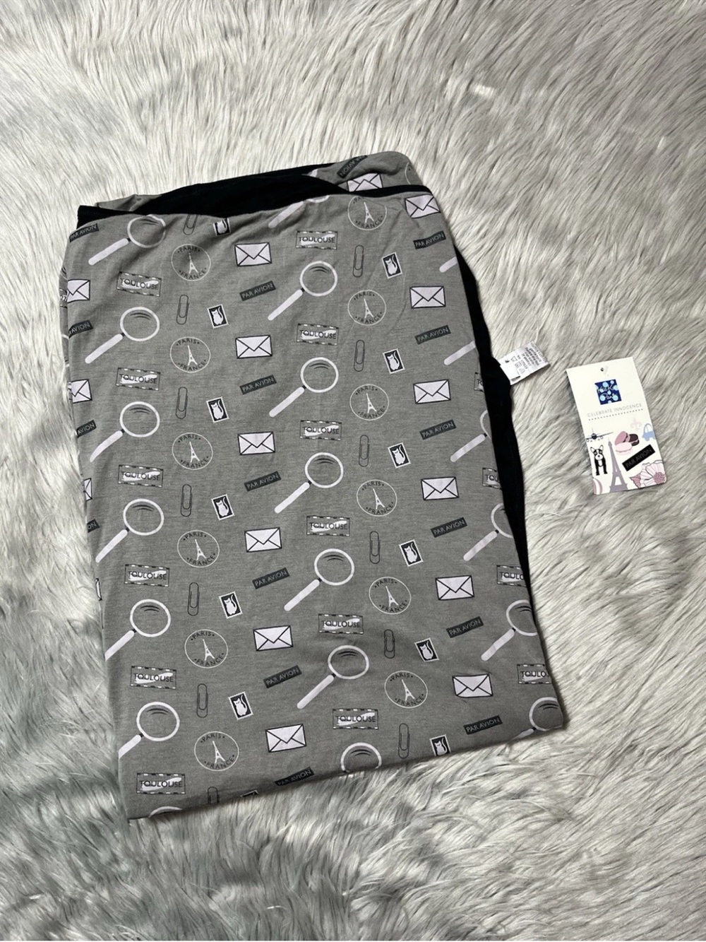 Kickee Pants Viscose Bamboo Par Avion Paris France Gray Black Blanket